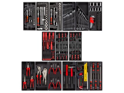 Sada nářadí do dílenského vozíku, 15 výplní, 245 ks - H14019D-set
