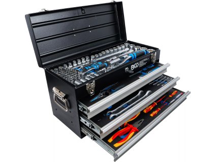 Gola sada v kovovém kufru, 3 zásuvky, 147 ks nářadí - B3350
