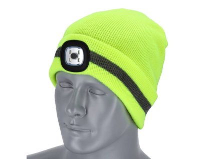 Čepice zimní RAYFLUO s LED světlem žlutá 54-60 STALCO S091491037
