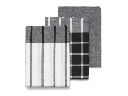 KELA Utěrka na nádobí PASADO sada 3 ks černá  65 x 45 cm KL-15972