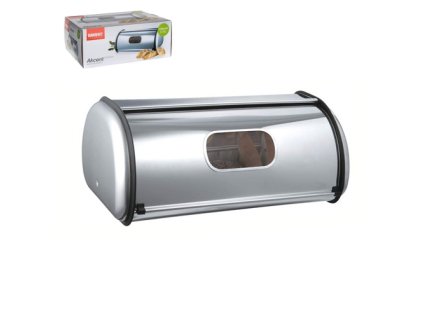 Chlebovka nerez 43x27x18cm okýnko  AKCENT W lesklá