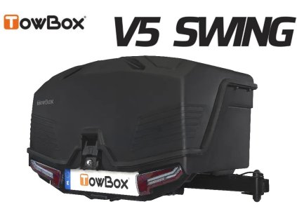 Přepravní box na tažné zařízení TowBox V5 Swing S, černý, výklopný