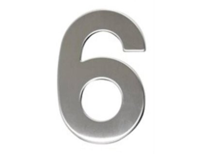 Číslo "6", 50 mm, samolepící, nerez