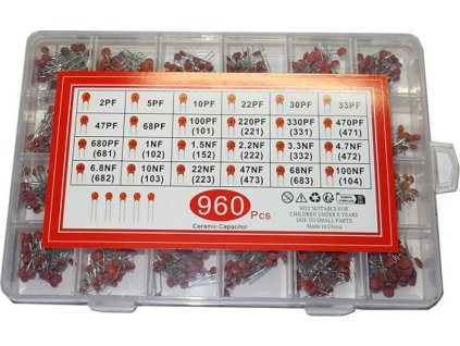 2pF/50V - 100n/50V - sada keramických kondenzátorů, celkem 960ks