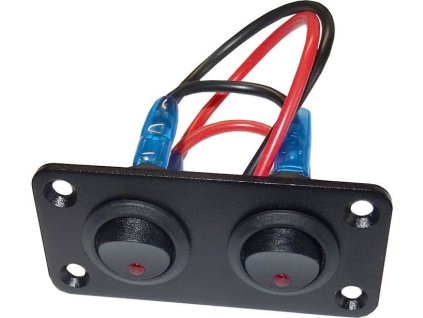 Panel 73x35mm hliníkový se 2 vypínači s prosvětlením