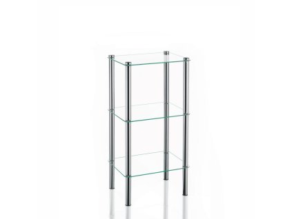 KELA Regál LARS rohový, chróm / sklo, 3. patrový KL-18100