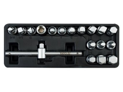 Sada klíčů nastrčných na zátky olejových van motorů 3/8" - 18 ks - YT-0599