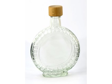 Láhev sklo  350ml PEGGY čirá s dřevěným víčkem