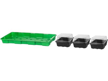 Minipařeniště s víkem 3 sazenicové pole, 57x24,5x13,5cm
