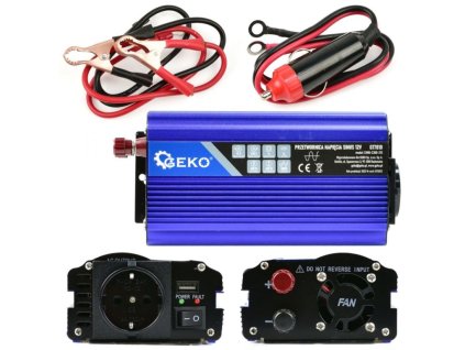 Měnič napětí 12/230V 300W/600W, čistá sinusovka GEKO
