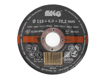 Kotouč brusný na kov 115 x 6 x 22,2 mm - MAGG BK115