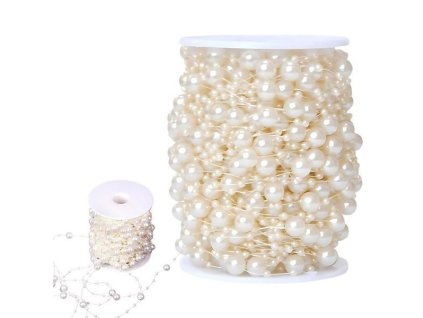 Bílá perlová girlanda 10mm, 5m, bílá