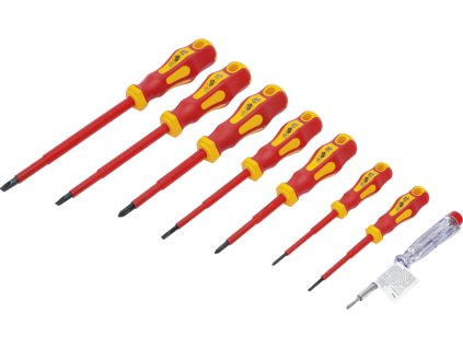 Elektrikářské šroubováky VDE izolované, ploché a křížové, sada 8 dílů - BGS 35838