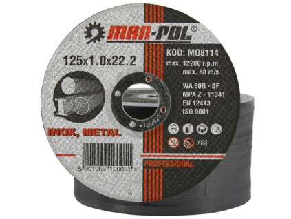 Kotouč řezný na ocel, nerez, 125x1,0x22,2mm MAR-POL