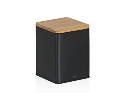 KELA Dóza na potraviny skladovací Kiril kovová černá 11,5x11,5x14,5cm 1,4l KL-17888