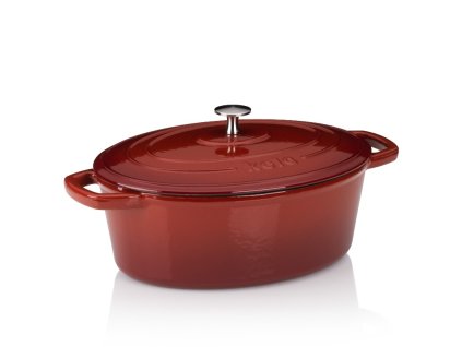 KELA Pekáč litinový s poklicí CALIDO 29x23x11cm červená KL-12860