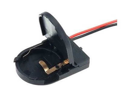 Držák baterie 1x CR2025/2032 s krytem a vypínačem, 3V, drátové vývody