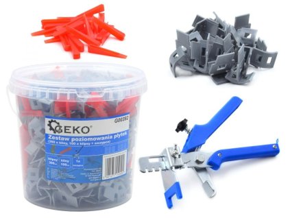 Vyrovnávací systém na obklady a dlažbu s klínky a klipsy, sada 401ks GEKO
