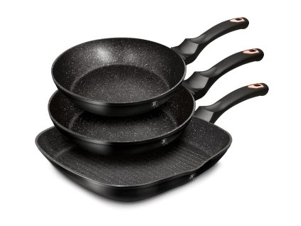 BERLINGERHAUS Sada pánví s mramorovým povrchem 3 ks Black Rose Collection BH-6156