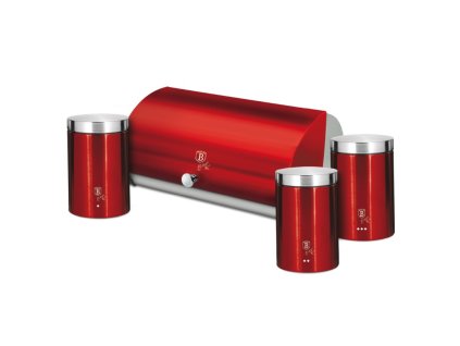 BERLINGERHAUS Chlebník a sada dóz na potraviny 4 ks Burgundy Metallic Line BH-6729