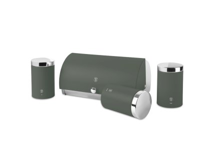 BERLINGERHAUS Chlebník a sada dóz na potraviny 4 ks Matte Green Collection BH-6833