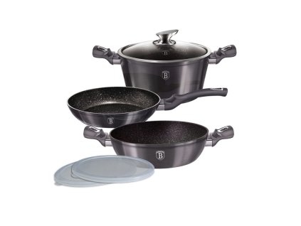 BERLINGERHAUS Sada nádobí s mramorovým povrchem 6 ks Carbon PRO Line BH-6905