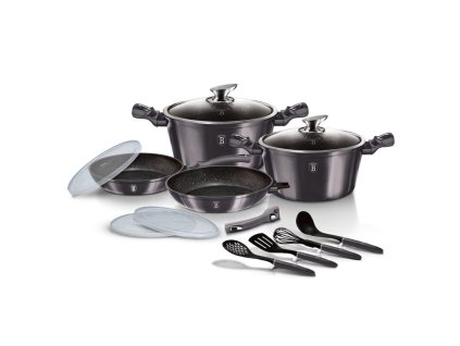 BERLINGERHAUS Sada nádobí s mramorovým povrchem 13 ks Carbon PRO Line BH-7059