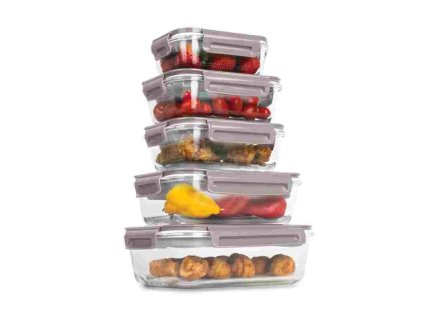 BERLINGERHAUS Dóza na potraviny s víkem skleněná sada 5 ks Taupe Collection BH-8938