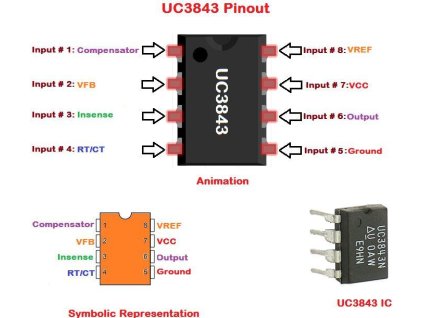 UC3843B PVVM pro spínaný zdroj 500kHz        DIL8