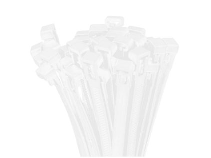 Páska vázací, bílá, pro opakované požití, 370 x 7,6 mm, STALCO, bal.50ks