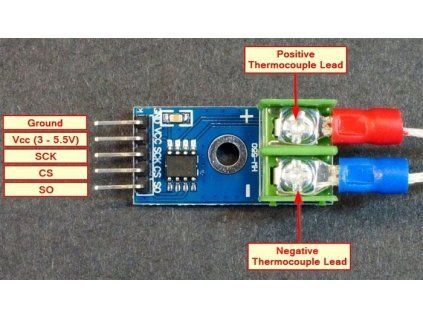 Teplotní sonda 800°C + převodník termočlánku ”K” MAX6675 pro Arduino