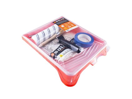 Malířský set Solid - vanička, váleček s rukojetí, štětec, fólie a páska