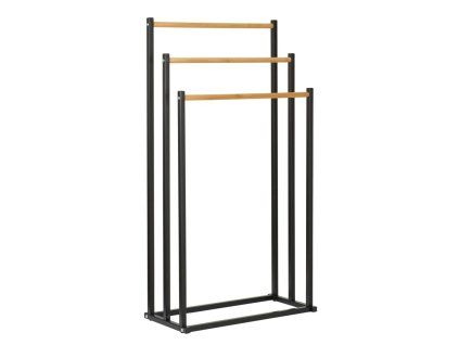 BATHROOM SOLUTIONS Věšák na ručníky kovový černý s bambusem KO-C80653880