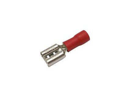 Zdířka faston 6.3mm ,vodič 0.5-1.5mm  červená