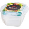 Dóza sada 3 ks, 600ml, 13,5x13,5x7,5 cm čtvercová, Clip, MagicHome, Lunchbox YH3