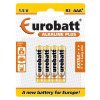 Baterie EUROBATT 1,5V AAA (LR03) Alkaline Plus, blistr 4ks