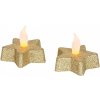 Čajová svíčka hvězda MagicHome zlatá, LED teplá bílá, 5,8x4,8cm