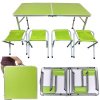Kempingový hliníkový skládací stůl + 4 židle, zelený