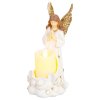 Dekorace MagicHome Anděl se svíčkou, LED, polyresin, 10,5x14x20cm