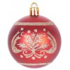 Baňky MagicHome červené s ornamentem, 6cm, 9ks