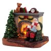 Dekorace MagicHome Santa s dítětem u krbu, LED, interiér, 10,5x8x9cm