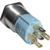 Vypínač stiskací OFF-ON 16mm, 250V/3A, modré prosvětlení 12V