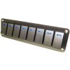 Hliníkový panel s 8 vypínači Rocket switch 12/24V - modré podsvícení