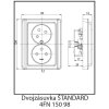 Dvojzásuvka 230V/16A 4FN 150 98.901, STANDARD LESK,  pod omítku bílá