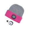 Čepice s čelovkou 45lm, nabíjecí, USB, světle šedá/růžová, oboustranná, univerzální velikost EXTOL LIGHT