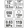 Utahovák pneumatický 1/2" 550 Nm - YT-09511