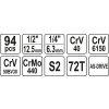 Gola sada 1/4" a 1/2", 94 ks - YT-12681