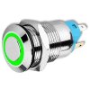 Vypínač stiskací OFF-ON 12mm 230VAC/3A 1P, zelené prosvět.12-24V