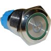 Vypínač stiskací OFF-ON 16mm, 250V/3A, zelené prosvětlení 12-24V