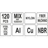 Podložky (Alu, Cu, Nylon, NBR, FIBER) sada 120ks